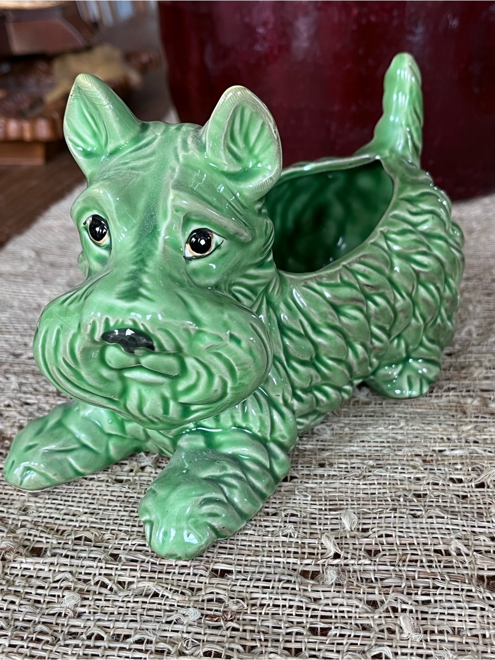 Rare Vintage Wales Japan 1950s Ceramic Scottie Dog Planter